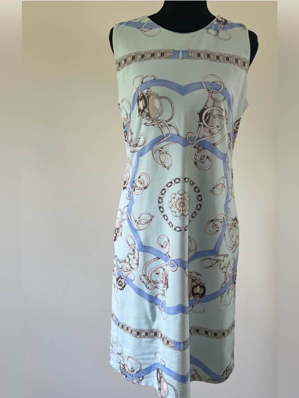 J. McLaughlin Light Blue Printed Sleeveless Mini Dress